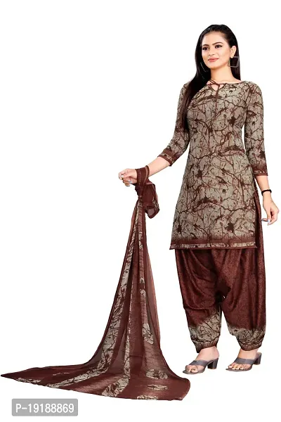 Stylish Women Crepe Unstitched Dress Material with Dupatta-thumb3