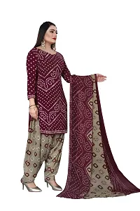 Stylish Women Crepe Unstitched Dress Material with Dupatta-thumb2