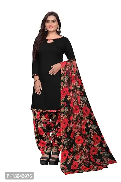 V3 FASHION STUDIO presents the exquisite collection of crepe 3 piece floral design unstitched suit (top,bottom,dupptta) for womens (BLACK,)