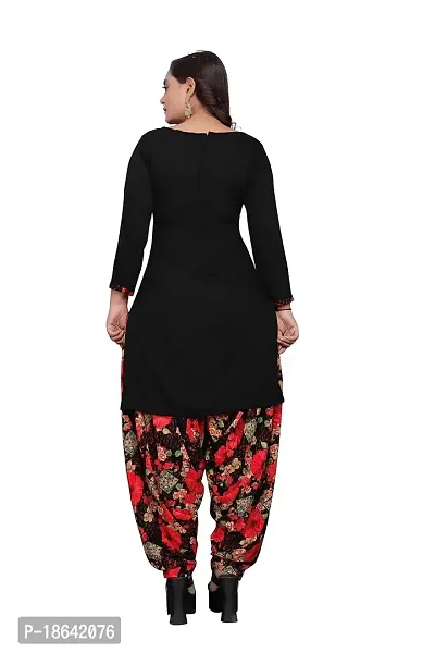 V3 FASHION STUDIO presents the exquisite collection of crepe 3 piece floral design unstitched suit (top,bottom,dupptta) for womens (BLACK,)-thumb2