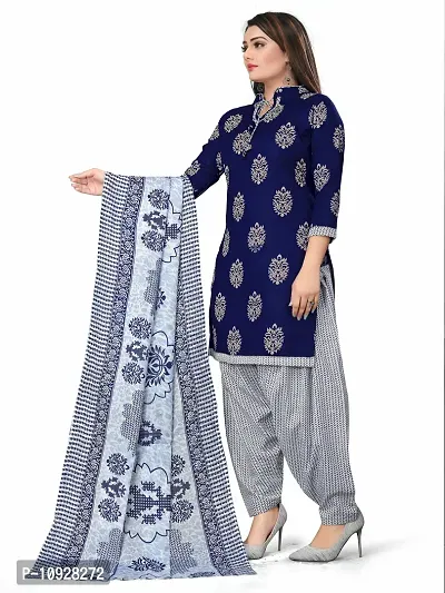 Beautiful Pure Cotton Printed Dress Material with Dupatta For Women-thumb0