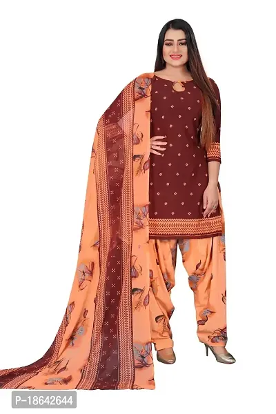 V3 FASHION STUDIO presents the exquisite collection of crepe 3 piece floral design unstitched suit (top,bottom,dupptta) for womens (BROWNPEACH)