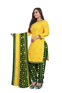 V3 FASHION STUDIO presents the exquisite collection of crepe 3 piece unstitched suit (top,bottom,dupptta) for womens floral design (YELLOW)-thumb3