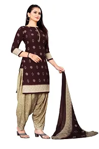 V3 FASHION STUDIO presents the exquisite collection of crepe 3 piece ethnic motif design unstitched suit (top,bottom,dupptta) for womens (BROWNCREAM)-thumb2