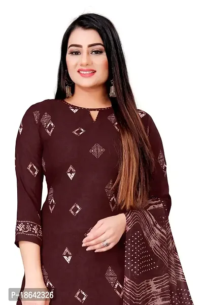 V3 FASHION STUDIO presents the exquisite collection of crepe 3 piece ethnic motif design unstitched suit (top,bottom,dupptta) for womens (BROWN,)-thumb3