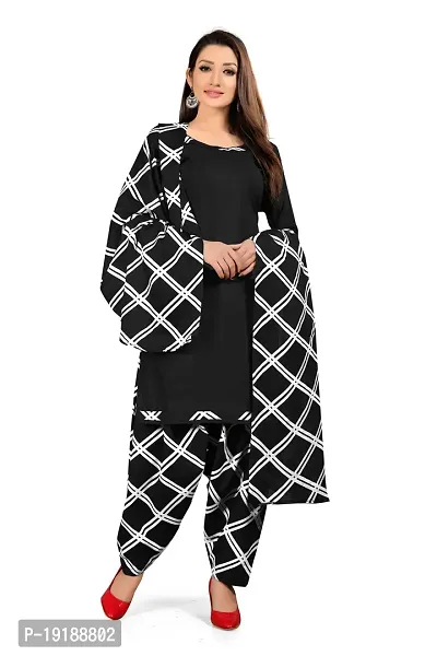 Stylish Women Crepe Unstitched Dress Material with Dupatta-thumb0