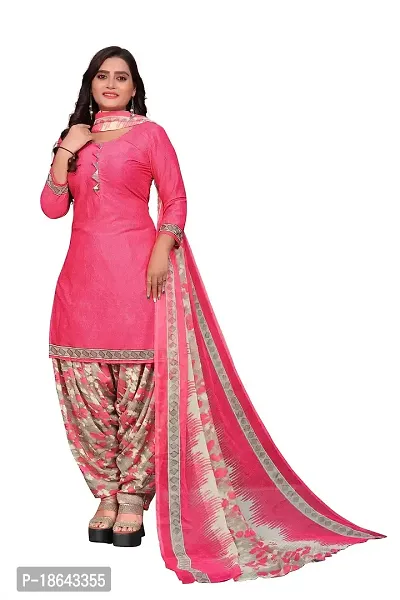 V3 FASHION STUDIO presents the exquisite collection of crepe 3 piece floral design unstitched suit (top,bottom,dupptta) for womens (PINKCREAM)-thumb0