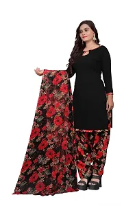 V3 FASHION STUDIO presents the exquisite collection of crepe 3 piece floral design unstitched suit (top,bottom,dupptta) for womens (BLACK,)-thumb3