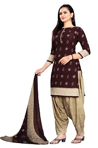 V3 FASHION STUDIO presents the exquisite collection of crepe 3 piece ethnic motif design unstitched suit (top,bottom,dupptta) for womens (BROWNCREAM)-thumb1