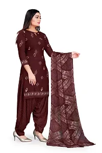 V3 FASHION STUDIO presents the exquisite collection of crepe 3 piece ethnic motif design unstitched suit (top,bottom,dupptta) for womens (BROWN,)-thumb4