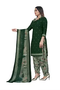 Stylish Women Crepe Unstitched Dress Material with Dupatta-thumb1