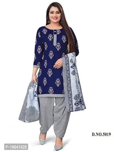 V3 FASHION STUDIO presents Unstitched Pure Cotton Salwar Suit Material Printed you can stitch this suit piece (xs to xxxl) (dark blue)-thumb2