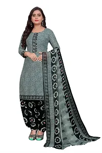 Stylish Women Crepe Unstitched Dress Material with Dupatta-thumb1