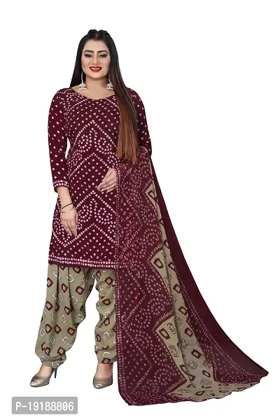 Stylish Women Crepe Unstitched Dress Material with Dupatta-thumb0
