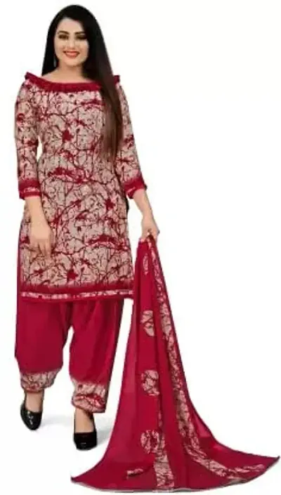 V3 FASHION STUDIO presents the exquisite collection of crepe 3 piece ethnic motif design unstitched suit (top,bottom,dupptta) for womens