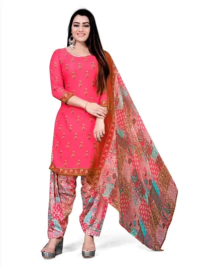 V3 FASHION STUDIO presents the exquisite collection of crepe 3 piece ethnic motif design unstitched suit (top,bottom,dupptta) for womens (PINKMULTI)