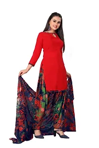 Stylish Women Crepe Unstitched Dress Material with Dupatta-thumb2