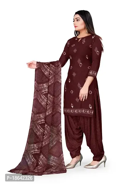 V3 FASHION STUDIO presents the exquisite collection of crepe 3 piece ethnic motif design unstitched suit (top,bottom,dupptta) for womens (BROWN,)-thumb4