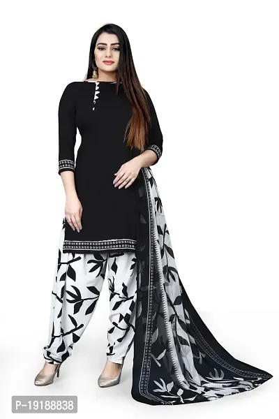 Stylish Women Crepe Unstitched Dress Material with Dupatta