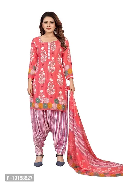 Stylish Women Crepe Unstitched Dress Material with Dupatta-thumb0