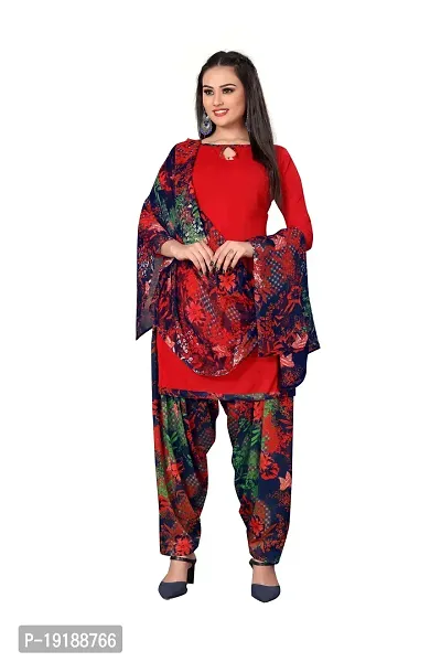 Stylish Women Crepe Unstitched Dress Material with Dupatta-thumb0