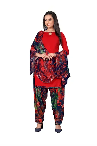 V3 FASHION STUDIO presents the exquisite collection of crepe 3 piece unstitched suit (top,bottom,dupptta) for womens floral design (RED)