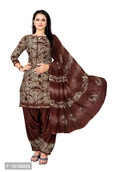 Stylish Women Crepe Unstitched Dress Material with Dupatta-thumb0