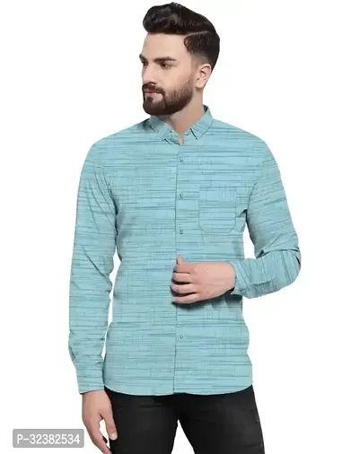 Stylish Blue Khadi Cotton Solid Long Sleeves Shirt For Men-thumb0