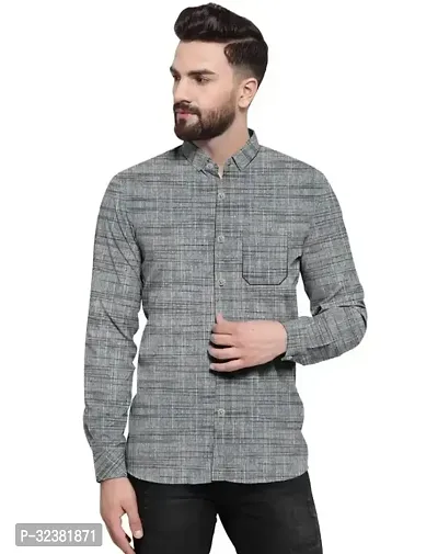 Stylish Grey Khadi Cotton Solid Long Sleeves Shirt For Men-thumb0