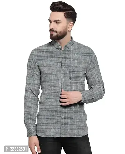 Stylish Grey Khadi Cotton Solid Long Sleeves Shirt For Men-thumb0