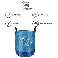 Stylish Waterproof PVC Foldable Laundry Bag Laundry Basket Organizer With Handle For Dirty  Clothes - Printed Blue-thumb1