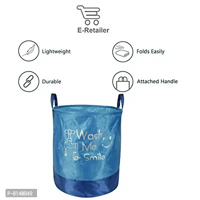 Stylish Waterproof PVC Foldable Laundry Bag Laundry Basket Organizer With Handle For Dirty  Clothes - Printed Blue-thumb2