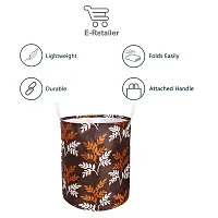 Stylish Polyester Foldable Laundry Bag Laundry Basket Organizer With Handle For Dirty  Clothes - Leaf Brown-thumb1