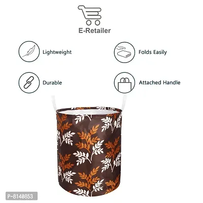 Stylish Polyester Foldable Laundry Bag Laundry Basket Organizer With Handle For Dirty  Clothes - Leaf Brown-thumb2