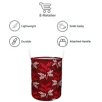 Stylish Polyester Foldable Laundry Bag Laundry Basket Organizer With Handle For Dirty  Clothes - Leaf Maroon-thumb1