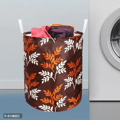 Stylish Polyester Foldable Laundry Bag Laundry Basket Organizer With Handle For Dirty  Clothes - Leaf Brown-thumb0