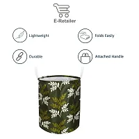 Stylish Polyester Foldable Laundry Bag Laundry Basket Organizer With Handle For Dirty  Clothes - Leaf Green-thumb1