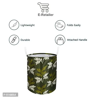 Stylish Polyester Foldable Laundry Bag Laundry Basket Organizer With Handle For Dirty  Clothes - Leaf Green-thumb2