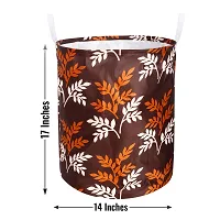 Stylish Polyester Foldable Laundry Bag Laundry Basket Organizer With Handle For Dirty  Clothes - Leaf Brown-thumb3