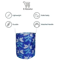 Stylish Polyester Foldable Laundry Bag Laundry Basket Organizer With Handle For Dirty  Clothes - Leaf Blue-thumb1