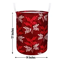 Stylish Polyester Foldable Laundry Bag Laundry Basket Organizer With Handle For Dirty  Clothes - Leaf Maroon-thumb3