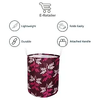 Stylish Polyester Foldable Laundry Bag Laundry Basket Organizer With Handle For Dirty  Clothes - Leaf Purple-thumb1