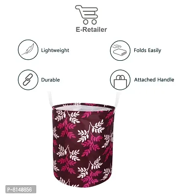 Stylish Polyester Foldable Laundry Bag Laundry Basket Organizer With Handle For Dirty  Clothes - Leaf Purple-thumb2