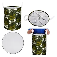 Stylish Polyester Foldable Laundry Bag Laundry Basket Organizer With Handle For Dirty  Clothes - Leaf Green-thumb4