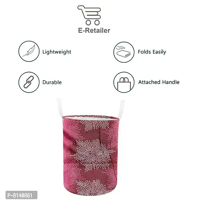 Stylish Polyester Foldable Laundry Bag Laundry Basket Organizer With Handle For Dirty  Clothes - Printed Pink-thumb2
