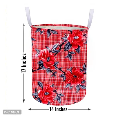 Stylish Polyester Foldable Laundry Bag Laundry Basket Organizer With Handle For Dirty  Clothes - Floral Red-thumb4