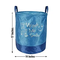 Stylish Waterproof PVC Foldable Laundry Bag Laundry Basket Organizer With Handle For Dirty  Clothes - Printed Blue-thumb3