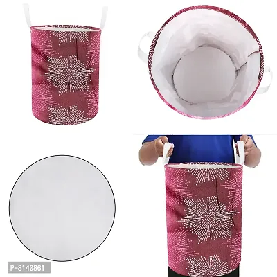 Stylish Polyester Foldable Laundry Bag Laundry Basket Organizer With Handle For Dirty  Clothes - Printed Pink-thumb5