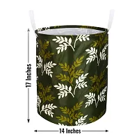 Stylish Polyester Foldable Laundry Bag Laundry Basket Organizer With Handle For Dirty  Clothes - Leaf Green-thumb3