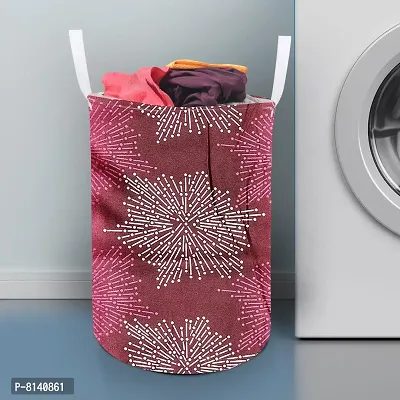 Stylish Polyester Foldable Laundry Bag Laundry Basket Organizer With Handle For Dirty  Clothes - Printed Pink-thumb0